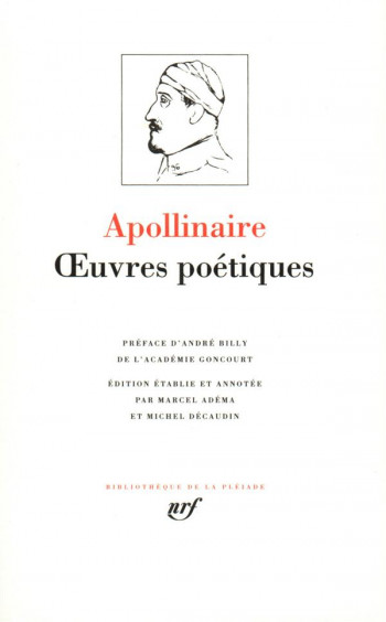 OEUVRES POETIQUES - APOLLINAIRE/BILLY - GALLIMARD