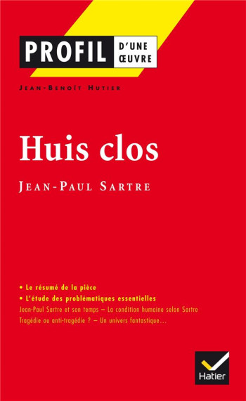 HUIS CLOS, DE JEAN-PAUL SARTRE - HUTIER/SARTRE - HATIER JEUNESSE