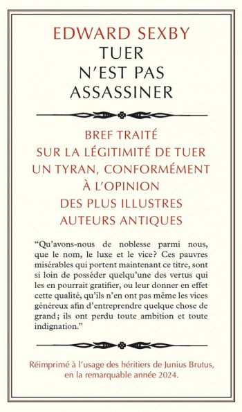 TUER N'EST PAS ASSASSINER - SEXBY - ALLIA