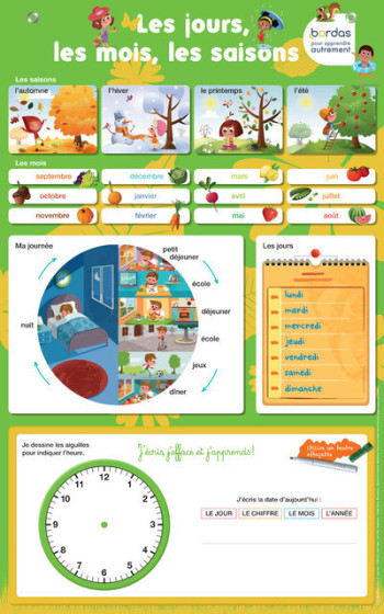 LES POSTERS EFFACABLES - LES JOURS, LES MOIS, LES SAISONS - FRANCESCON NICOLAS - BORDAS