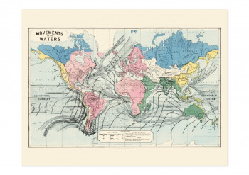 CARTE - MOUVEMENTS DES EAUX - MOVEMENTS OF THE WATERS - REYNOLDS JAMES - RELIEFS