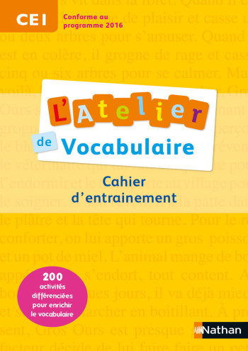 L'ATELIER DE VOCABULAIRE - CAHIER EXERCICES - CE1 - ANDRE-KEREBEL/PELLE - NATHAN