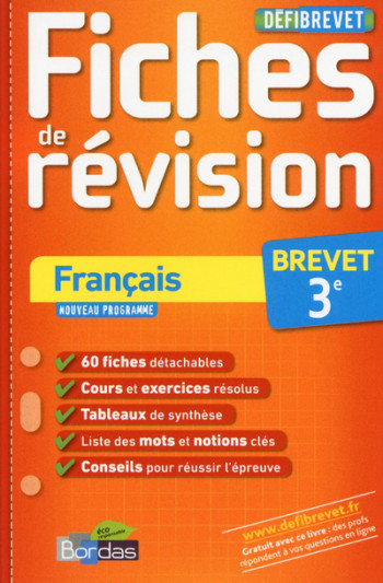 DEFIBREVET FICHES REVISION FRANCAIS 3E - Thomas Gargallo - BORDAS