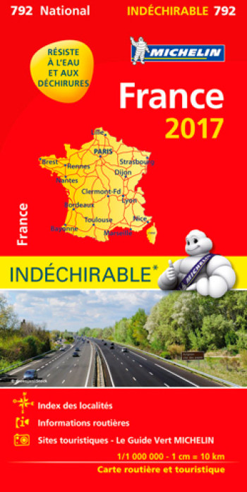 CARTE NATIONALE 792 FRANCE 2017 - INDECHIRABLE - XXX - MICHELIN