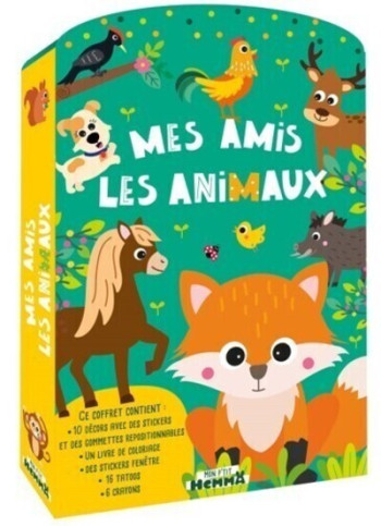 Mon P'tit Hemma - Mes amis les animaux - Ce coffret contient: 10 décors avec des stickers et des gommettes repositionnables, un livr - Carotte et Compagnie - HEMMA Mon P'tit Hemma - Mes amis les animaux - Ce coffret contient: 10 décors avec des stickers et des gommettes repositionnables, un livr - Carotte et Compagnie - HEMMA