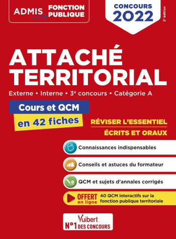 Attaché territorial - Catégorie A - Cours et QCM en 42 fiches - Olivier Bellégo - VUIBERT