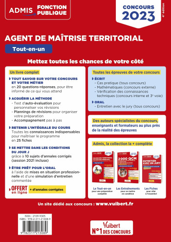 Concours Agent de maîtrise territorial 2023 - Catégorie C - Tout-en-un - Olivier Bellégo - VUIBERT