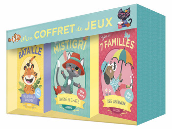 JEUX DE CARTES - MON COFFRET DE JEUX - 7 FAMILLES, MISTIGRI ET BATAILLE - Amy Blay - AUZOU