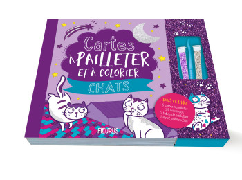 Cartes à pailleter et colorier : Chats - XXX - FLEURUS