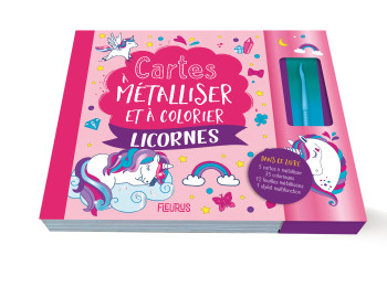 Cartes à métalliser et à colorier : Licornes - XXX - FLEURUS