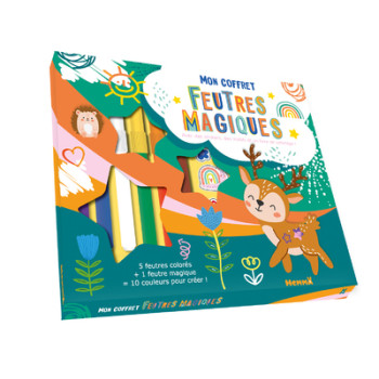 Mon coffret feutres magiques - Avec des stickers, des motifs et un livre de coloriage ! 5 feutres colorés + 1 feutre magique = 10 co -  Collectif - HEMMA