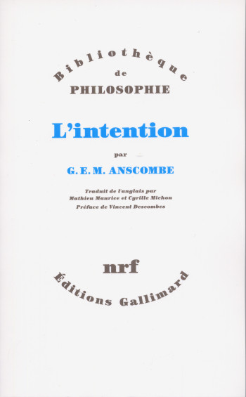 L'intention - G. E. M. Anscombe - GALLIMARD