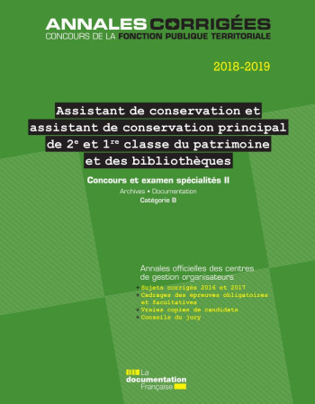 Assistant de conservation principal du patrimoine (2e et 1re classe) -  Centre Interdepartem - DOC FRANCAISE