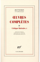 Oeuvres completes t.4  -  critique litteraire t.1
