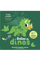 Droles de dinos : 5 sons a ecouter, 5 matieres a toucher