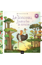 Le lionceau, l'autruche et la savane