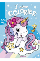 J'aime colorier : licorne sur fond bleu  -  3/5 ans