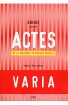 Actes de la recherche en sciences sociales, n° 216-217. varia