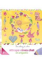 Attrape-rêves chat et origamis - mini-boîte avec accessoires