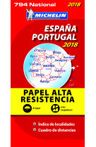 Carte nationale españa, portugal 2018 - papel alta resistencia / espagne, portugal 2018 - indéchirab