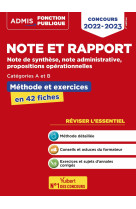 Note et rapport - méthode et exercices - concours de catégories a et b - l'essentiel en fiches